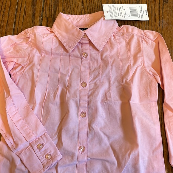 Tommy Hilfiger light pink long sleeve pleated button down blouse collar cuffs - Picture 4 of 7